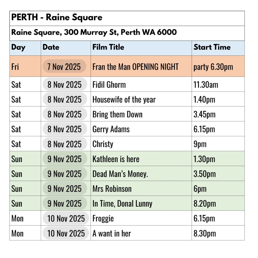 Cinema dates & times for IFF25 Perth sessions 